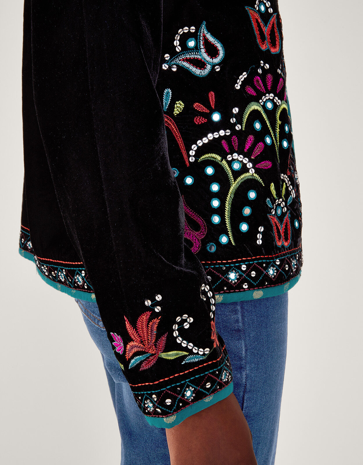Maeve Embroidered Jacket Black Women s Jackets Monsoon ROI