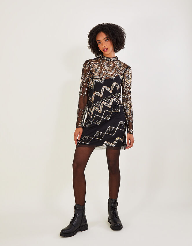 Finnley Embellished Tunic Dress, Black (BLACK), large