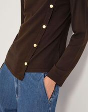 Bonnie Asymmetrical Button Jumper, Brown (CHOCOLATE), large