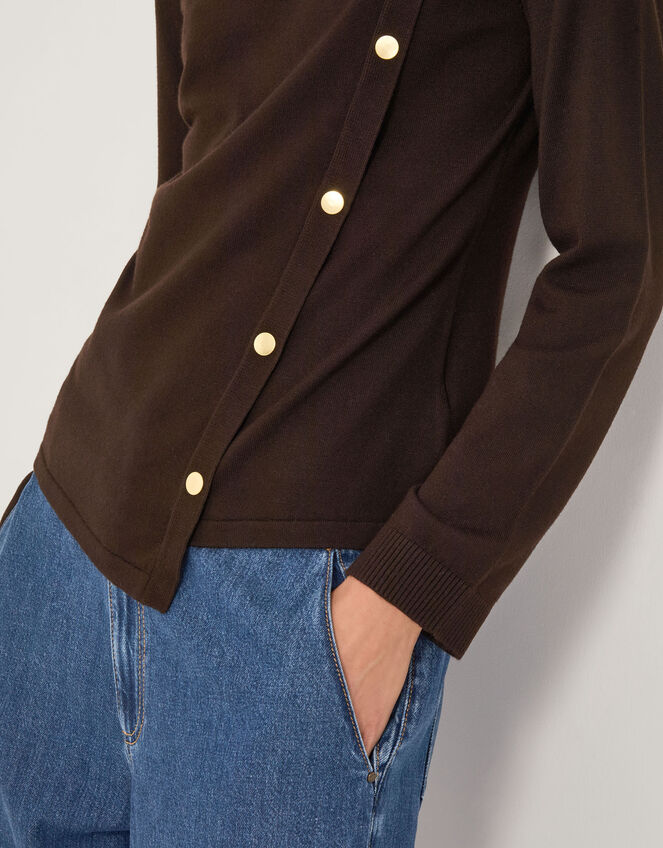 Bonnie Asymmetrical Button Jumper, Brown (CHOCOLATE), large