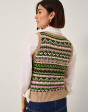 Fira Fair Isle Knitted Tank Top, Green (GREEN), large