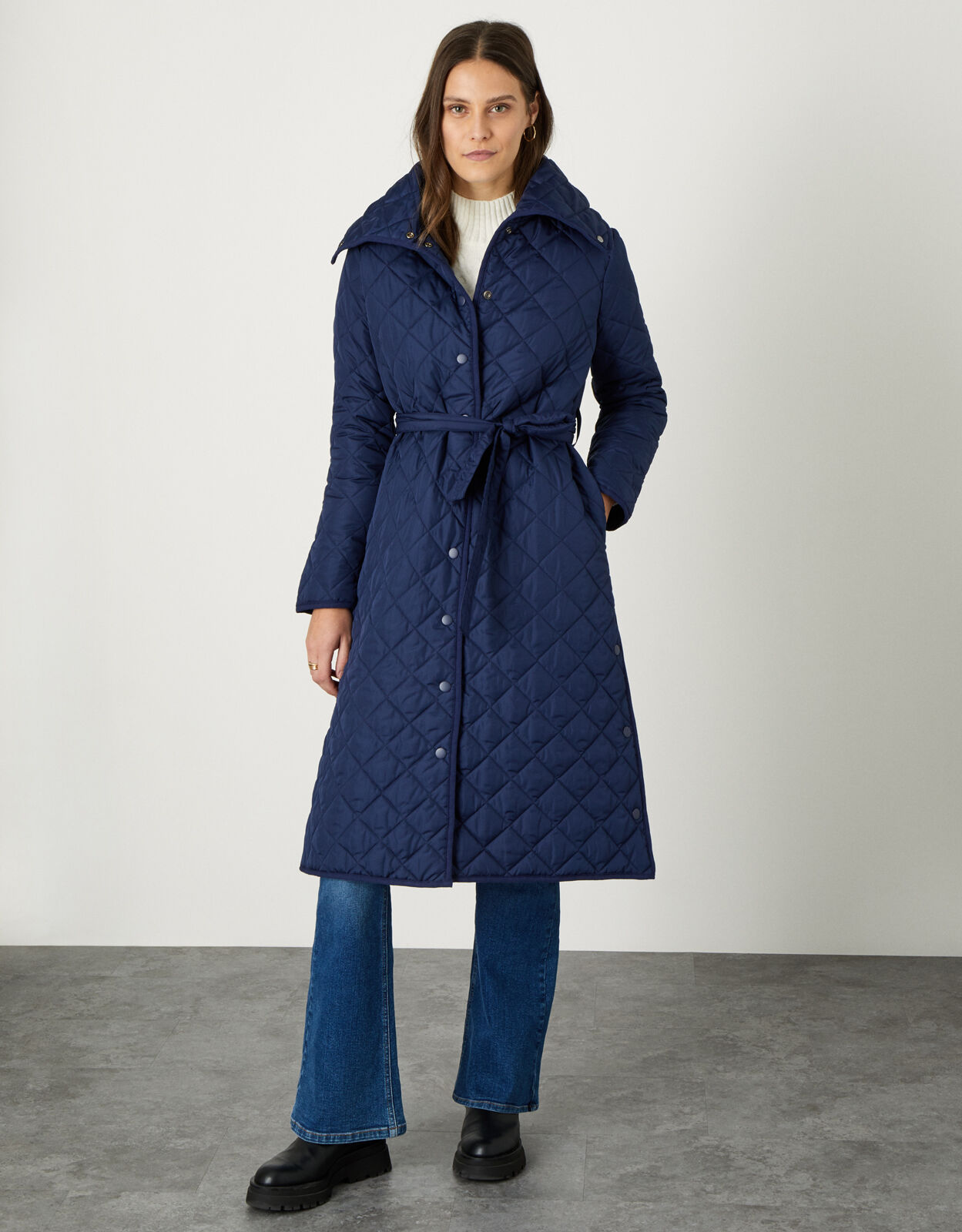 Stella Quilted Padded Coat in Recycled Polyester Blue Women s