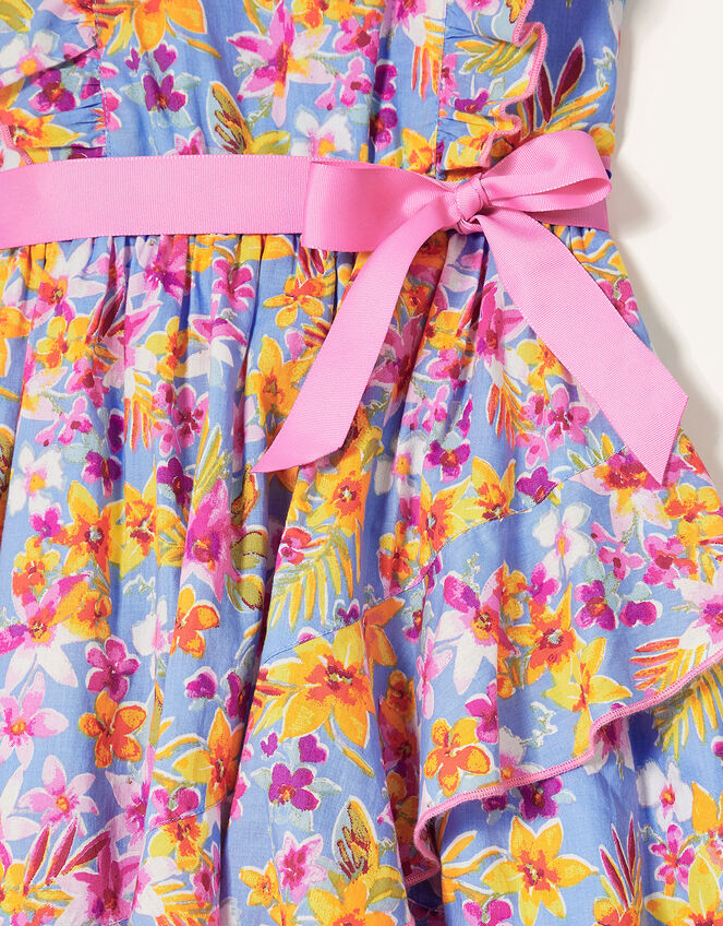 Floral Frill Skirt Dress, Blue (BLUE), large