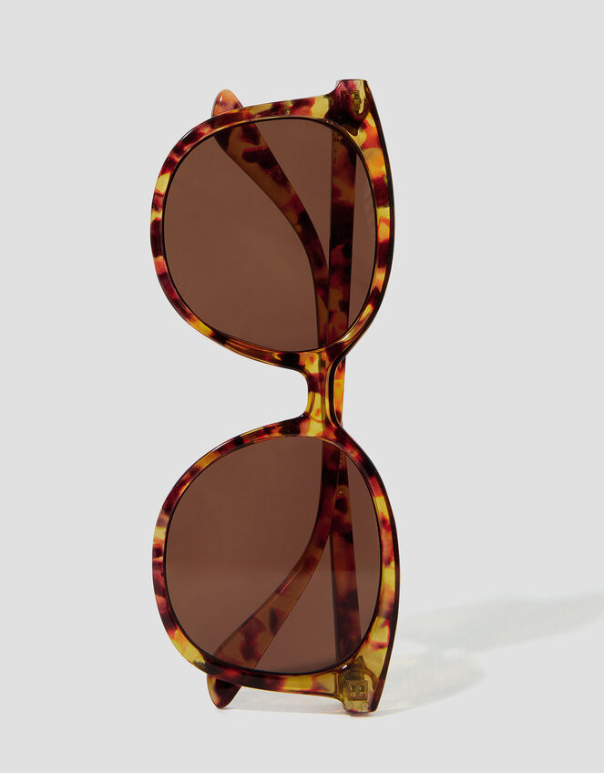 Preppy Tort Round Sunglasses, , large