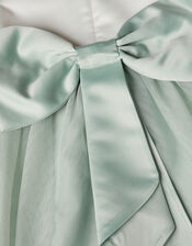 Short Sleeve Satin Tulle Bridesmaid Dress, Green (SAGE), large