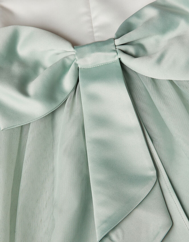 Short Sleeve Satin Tulle Bridesmaid Dress, Green (SAGE), large