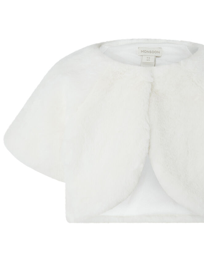 Faux Fur Shrug, Ivory (IVORY), large