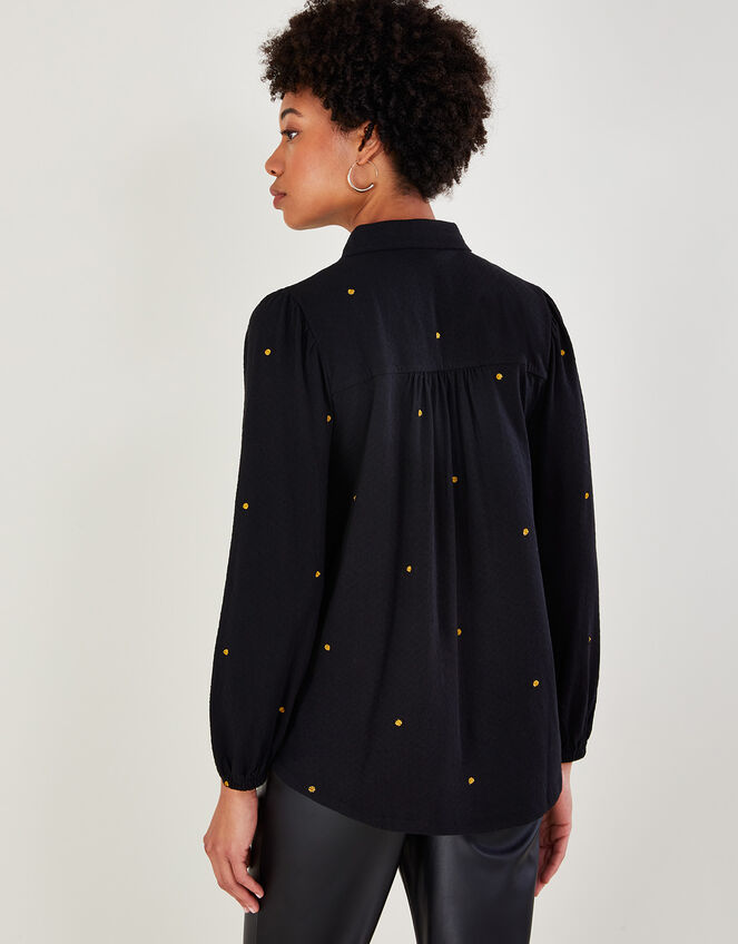 Embellished Military Jersey Shirt in Sustainable Cotton, Black (BLACK), large