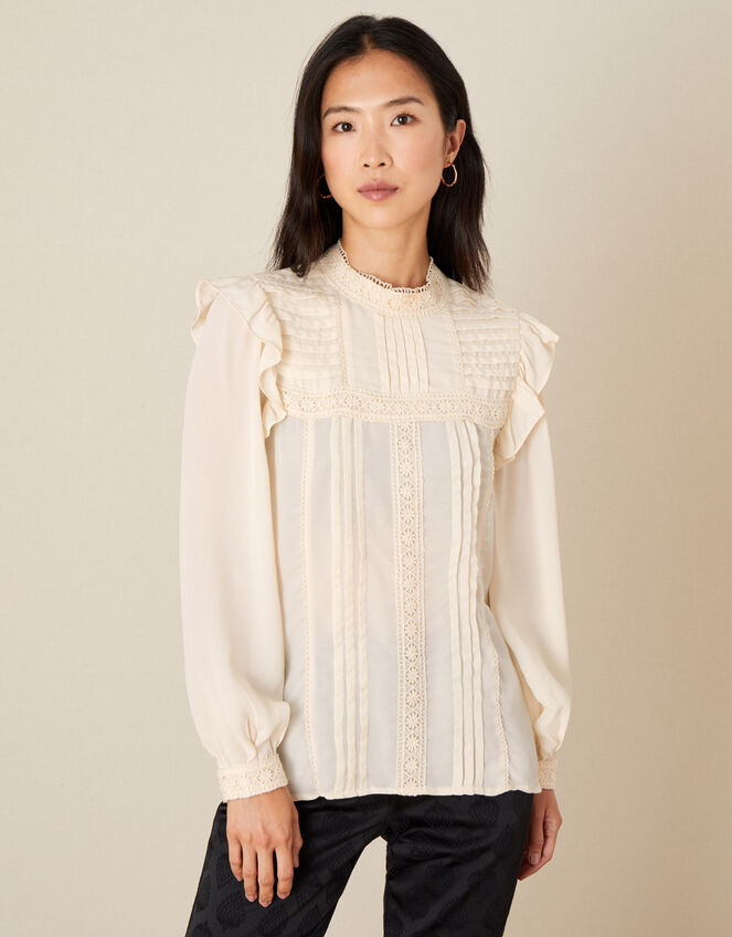 Victoriana Long Sleeve Blouse, Cream (CREAM), large