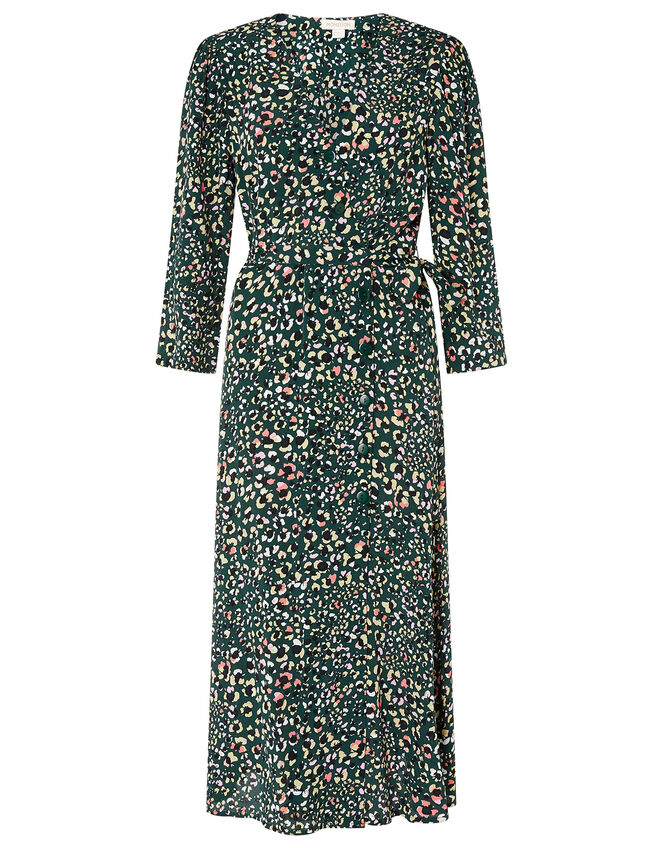 Floral Animal Midi Dress in Sustainable Viscose, Green (GREEN), large