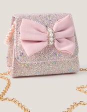 Bow Glitter Pearl Handle Bag, , large