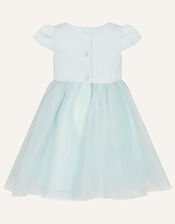 Baby Glitter Scuba and Tulle Dress, Teal (DUCK EGG), large
