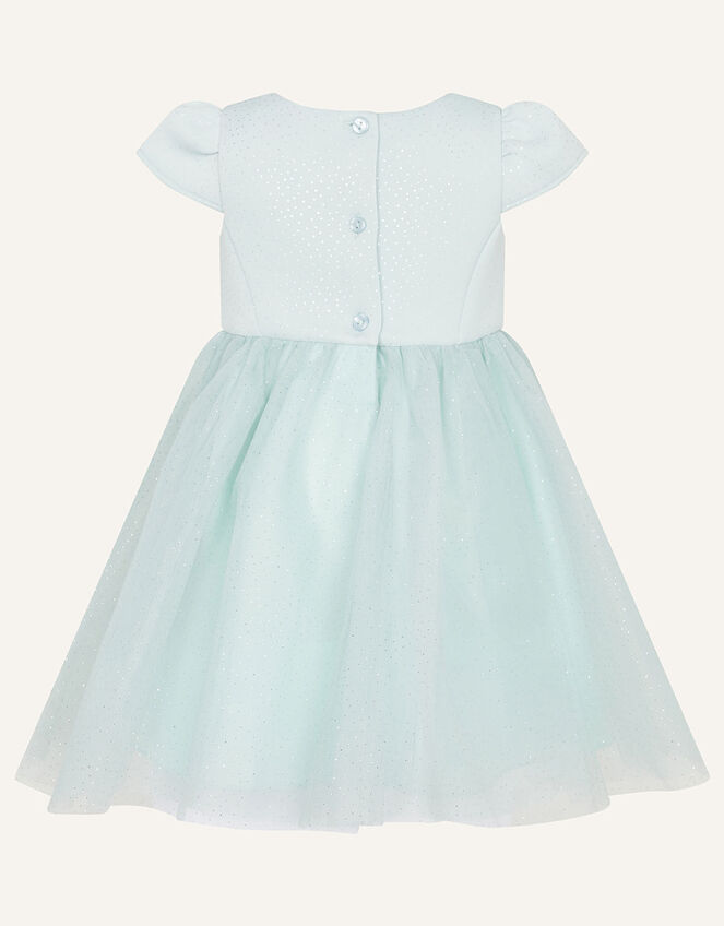 Baby Glitter Scuba and Tulle Dress, Teal (DUCK EGG), large