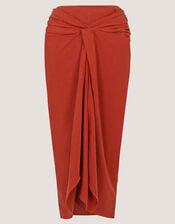 Callie Thorpe x Monsoon&nbsp;Linen Blend Sarong Skirt, Orange (RUST), large