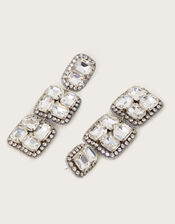 Square Gemstone Drop Earrings, , large