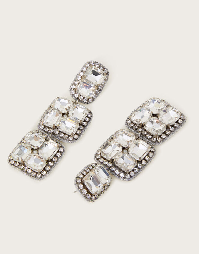 Square Gemstone Drop Earrings, , large