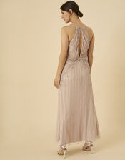 Sonja Embellished Shorter Length Dress in Recycled Polyester, Pink (PINK), large