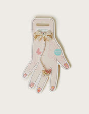 Pearl Bow Ring & Hand Chain, , large