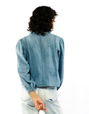 Wild Teresa Embroidered Blouse, Blue (BLUE), large