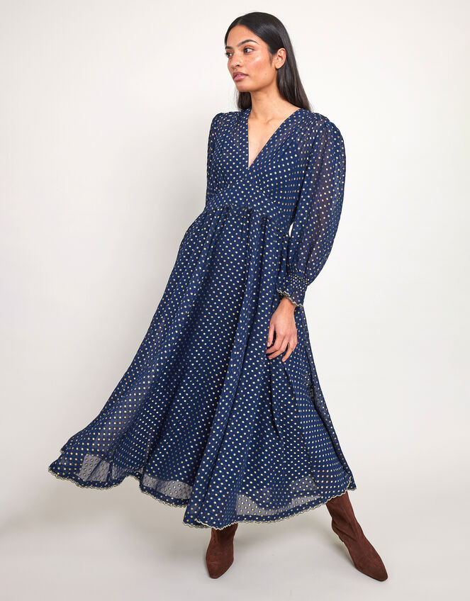 East Polka Dot Dress, Blue (NAVY), large