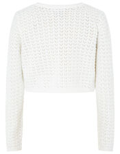 Ivory Pebble Knit Cardigan in Organic Cotton, Ivory (IVORY), large