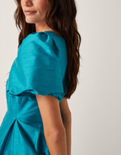 Sandra Puff Sleeve Midi Dress, Teal (TEAL), large