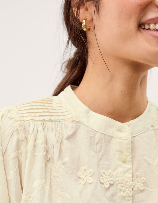 Mel Floral Embroidered Blouse, Ivory (IVORY), large