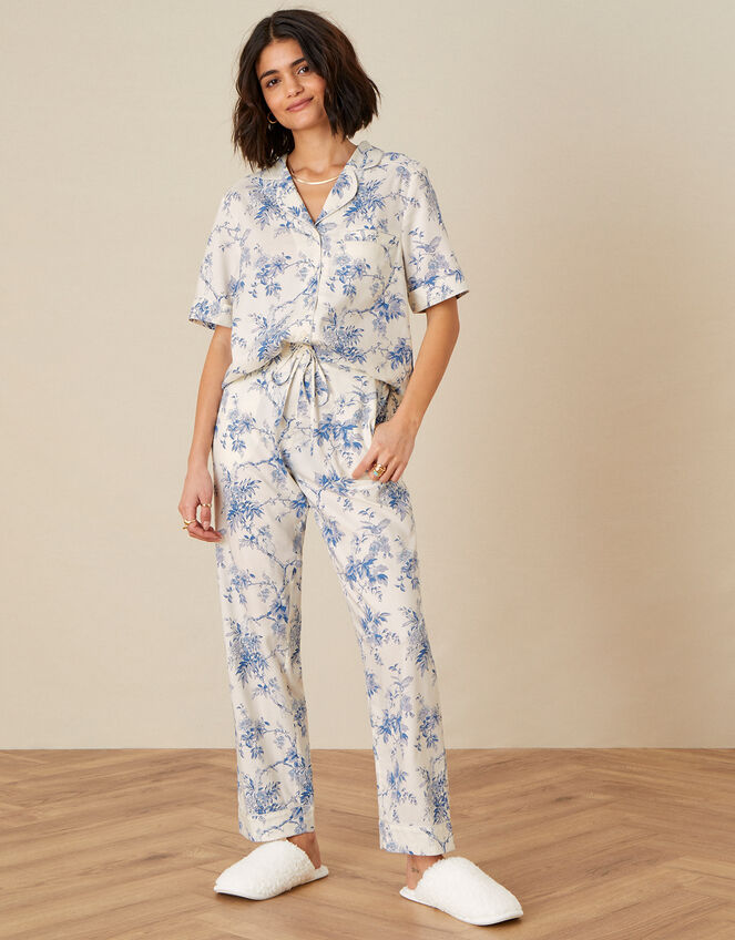 Bird Floral Pyjama Bottoms , Ivory (IVORY), large
