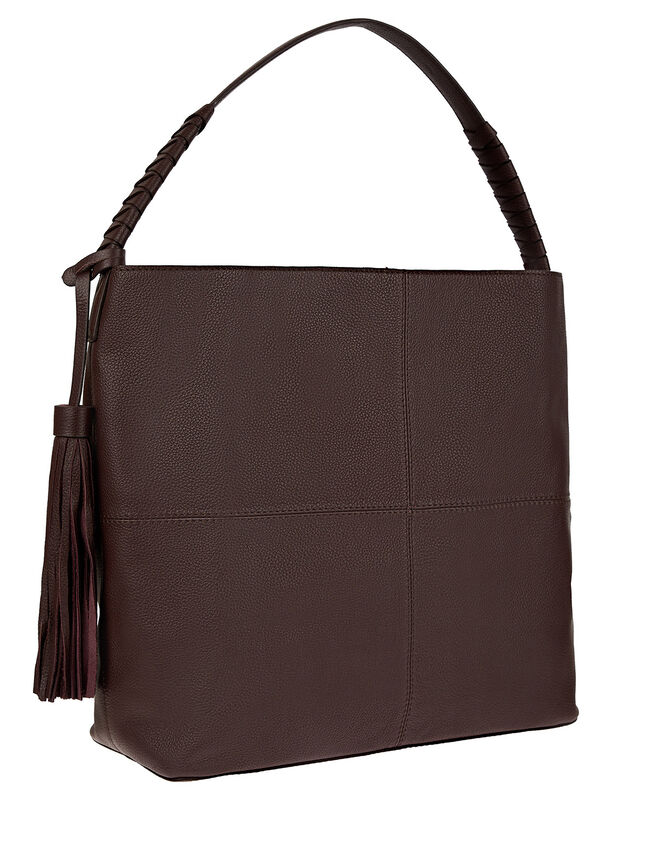 Tassel Hobo Leather Bag, , large