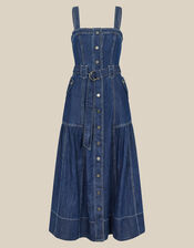 Chiara Belted Denim Midi Dress, Blue (MID AUTHENTIC BLUE), large