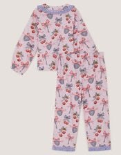 Cherry Bow Long Pyjamas Set, Ivory (IVORY), large