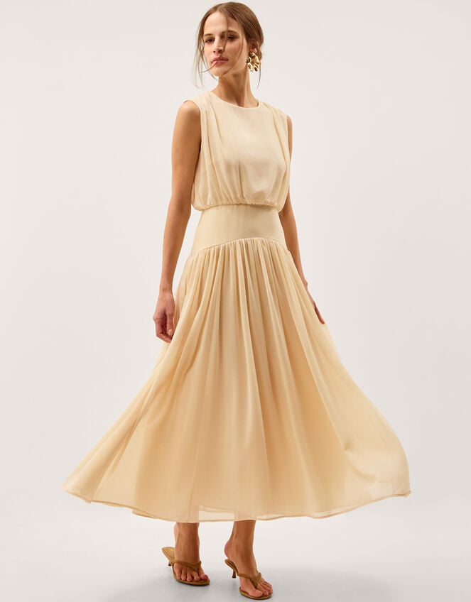 Georgia Drop Hem Midi Dress, Yellow (YELLOW), large