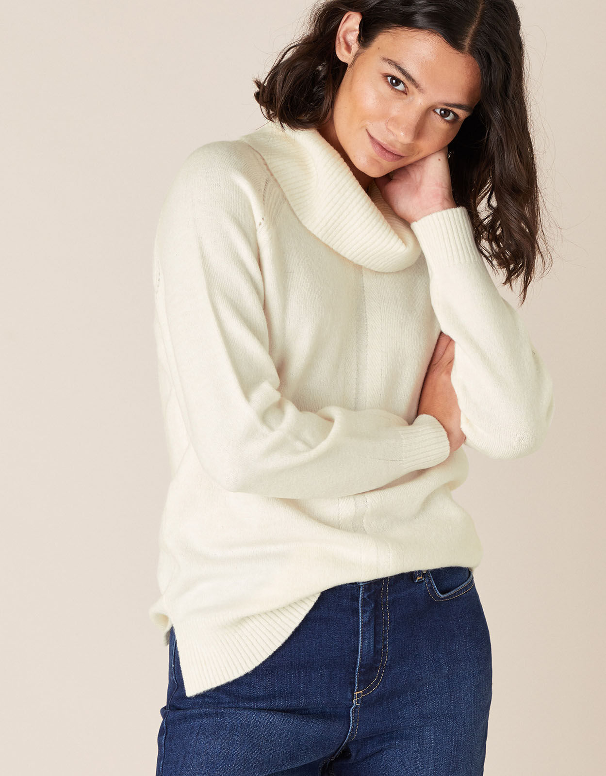 knitted cowl neck jumper