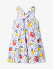 Hatley Citrus Print Trapeze Dress, White (WHITE), large