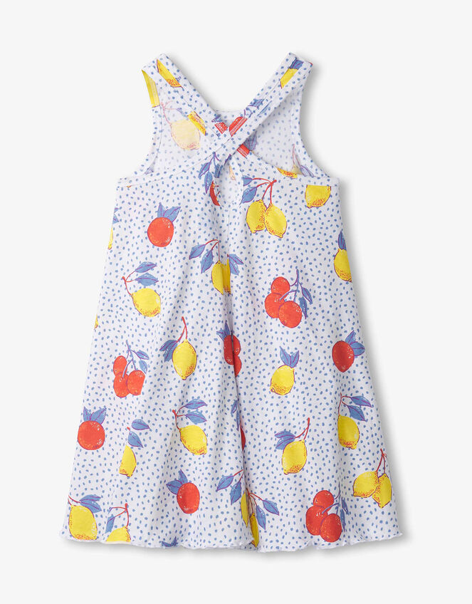 Hatley Citrus Print Trapeze Dress, White (WHITE), large