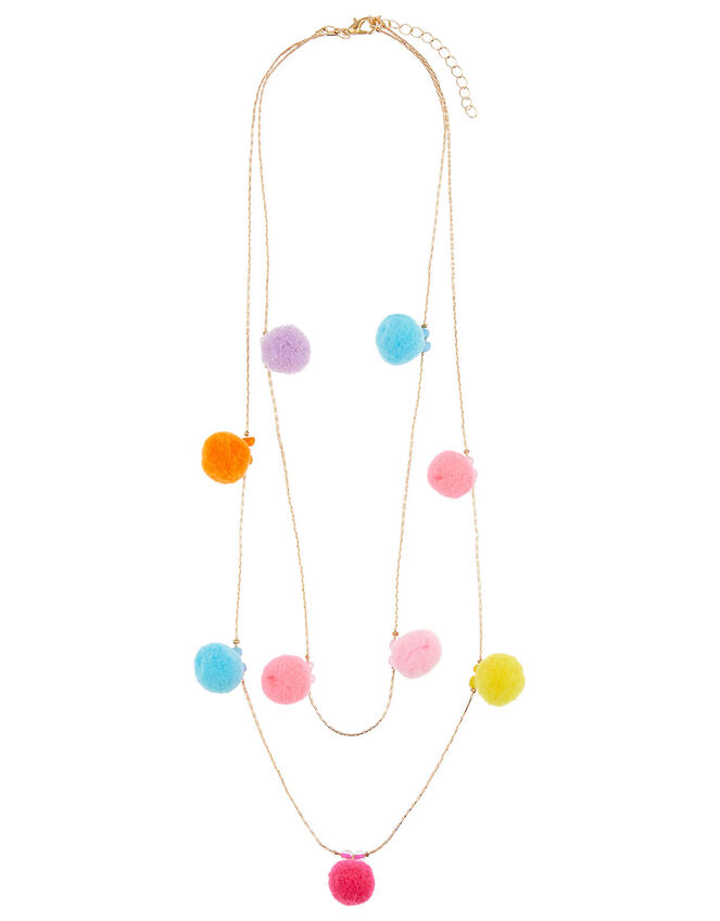 Layered Pom-Pom Necklace, , large