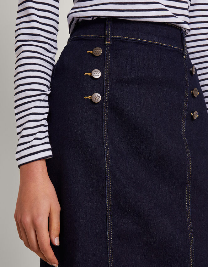 Rosa Button Denim Skirt, Blue (INDIGO), large