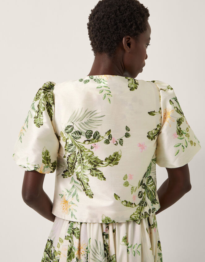 Anne Floral Puff Sleeve Jacket, Cream (CREAM), large
