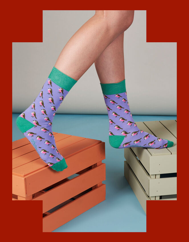 Catherine Tough Robin Print Socks, , large