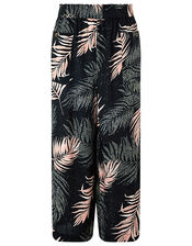 Palm Print Culottes in Recycled Fabric, Black (BLACK), large