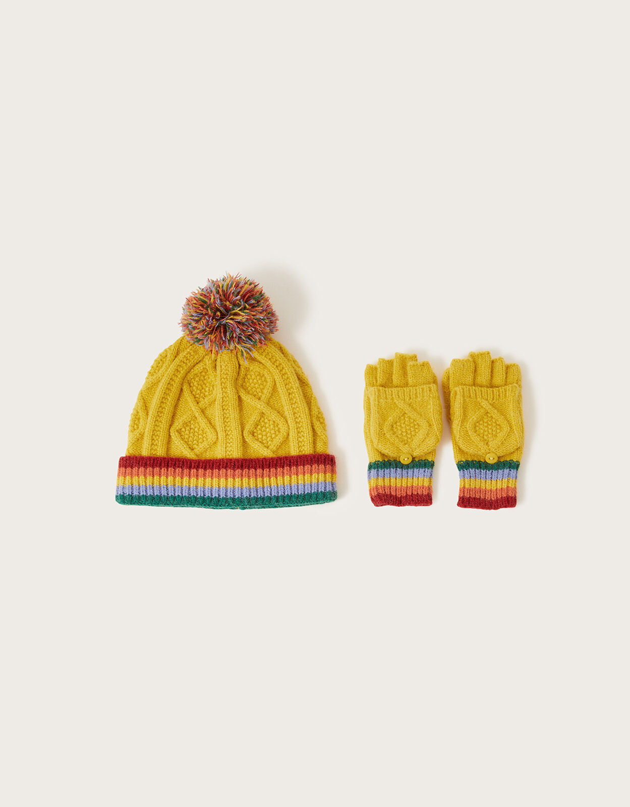 Mustard hat sale and gloves