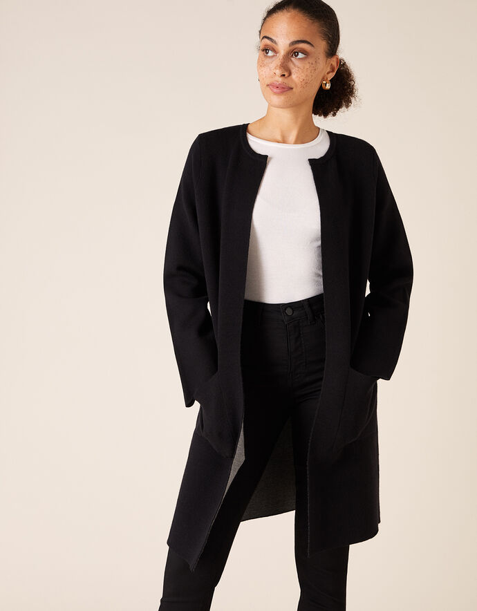 Double-Faced Coatigan Black | Women's Jackets | Monsoon Global.