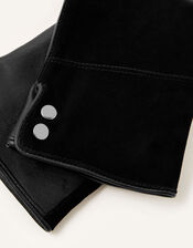 Leather and Suede Gloves, Black (BLACK), large
