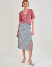 Half Sleeve Plain Cardigan in Sustainable Cotton, Pink (PINK), large