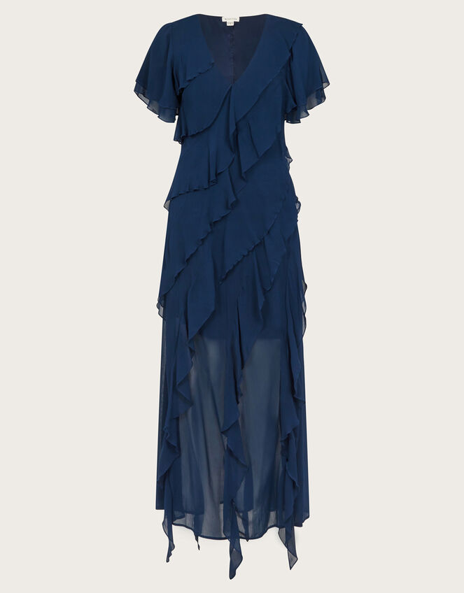 Renata Ruffle Maxi Dress, Blue (NAVY), large