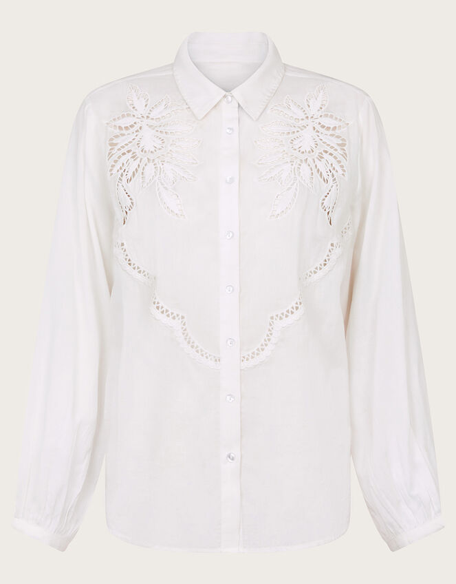 Flora Cutwork Shirt, White (WHITE), large