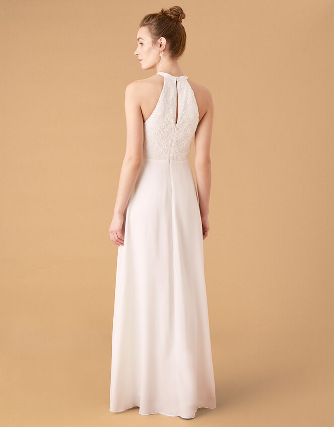 Madison Embroidered Halter Bridal Dress, Ivory (IVORY), large