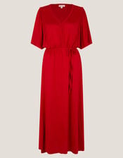 Paula Braided Jersey Midi Dress, Red (RED), large