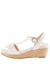 Broderie Wedge Sandals, Ivory (IVORY), large