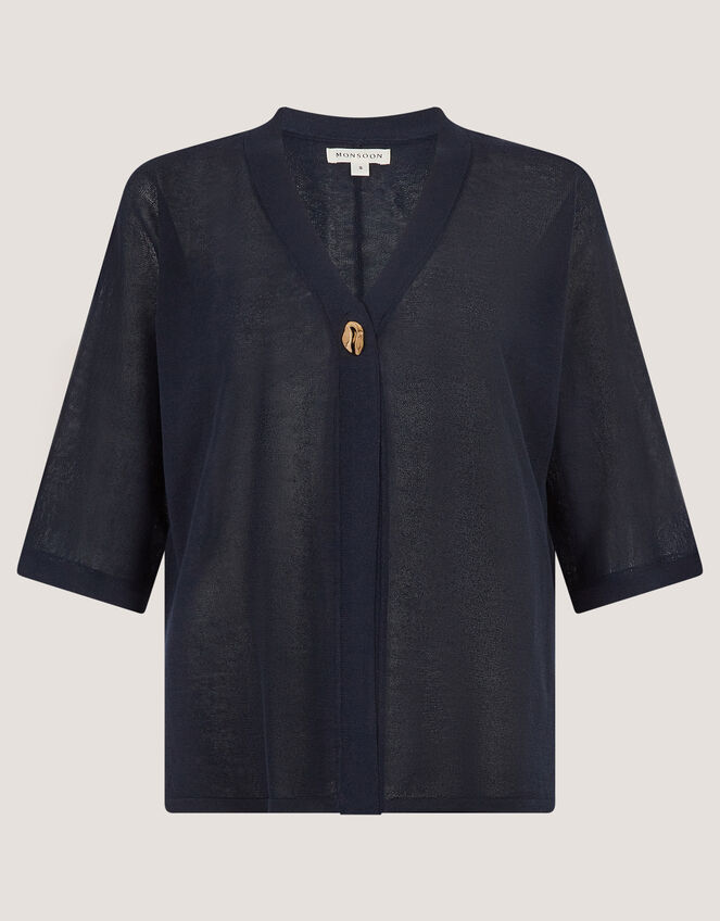 Bath Short Sleeve Cardigan, Blue (NAVY), large